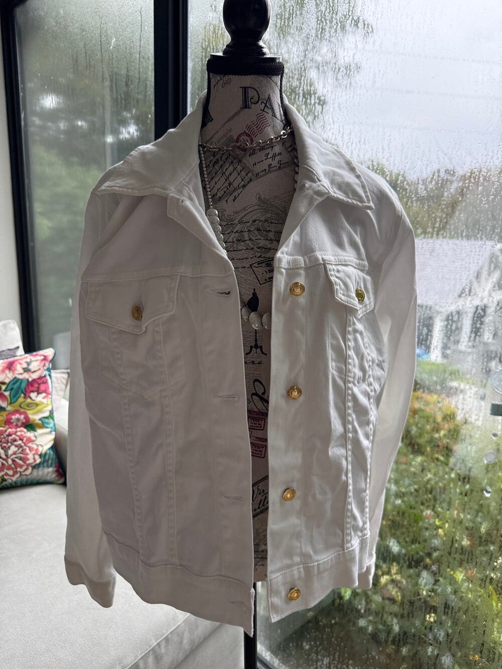 Michael Kors White Gold Stretch Jacket Button Front 1X XXL
